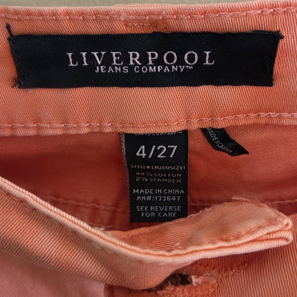 NWT Liverpool | Coral Orange Penny Ankle Skinny Cropped Jeans Size 27/4 - Picture 3 of 5